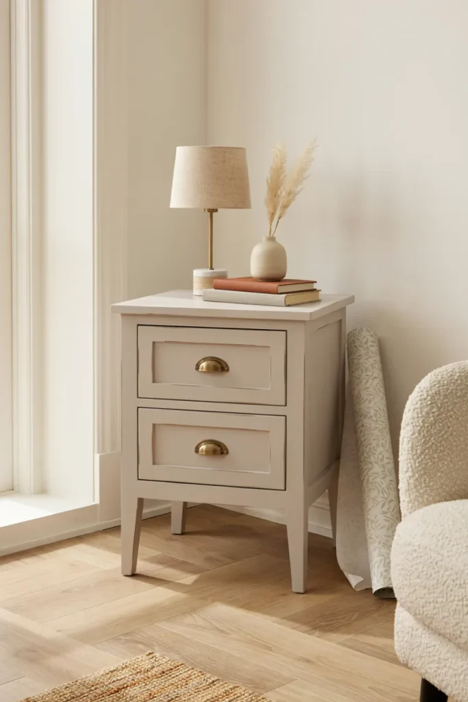 Refreshed vintage furniture piece with a clean updated finish styled in a modern room