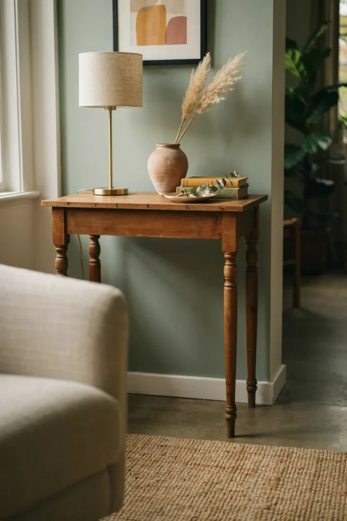 Stylish home decor arrangement featuring affordable secondhand furniture and budget-friendly accessories
