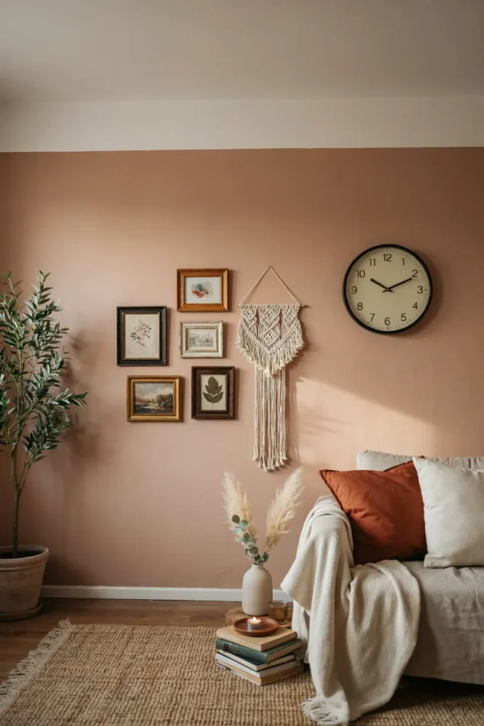 Budget-friendly living room wall decor ideas with artwork and natural accents